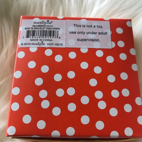 Mud Pie Bow Bracelet Tangerine Striped New - Picture 6 of 6